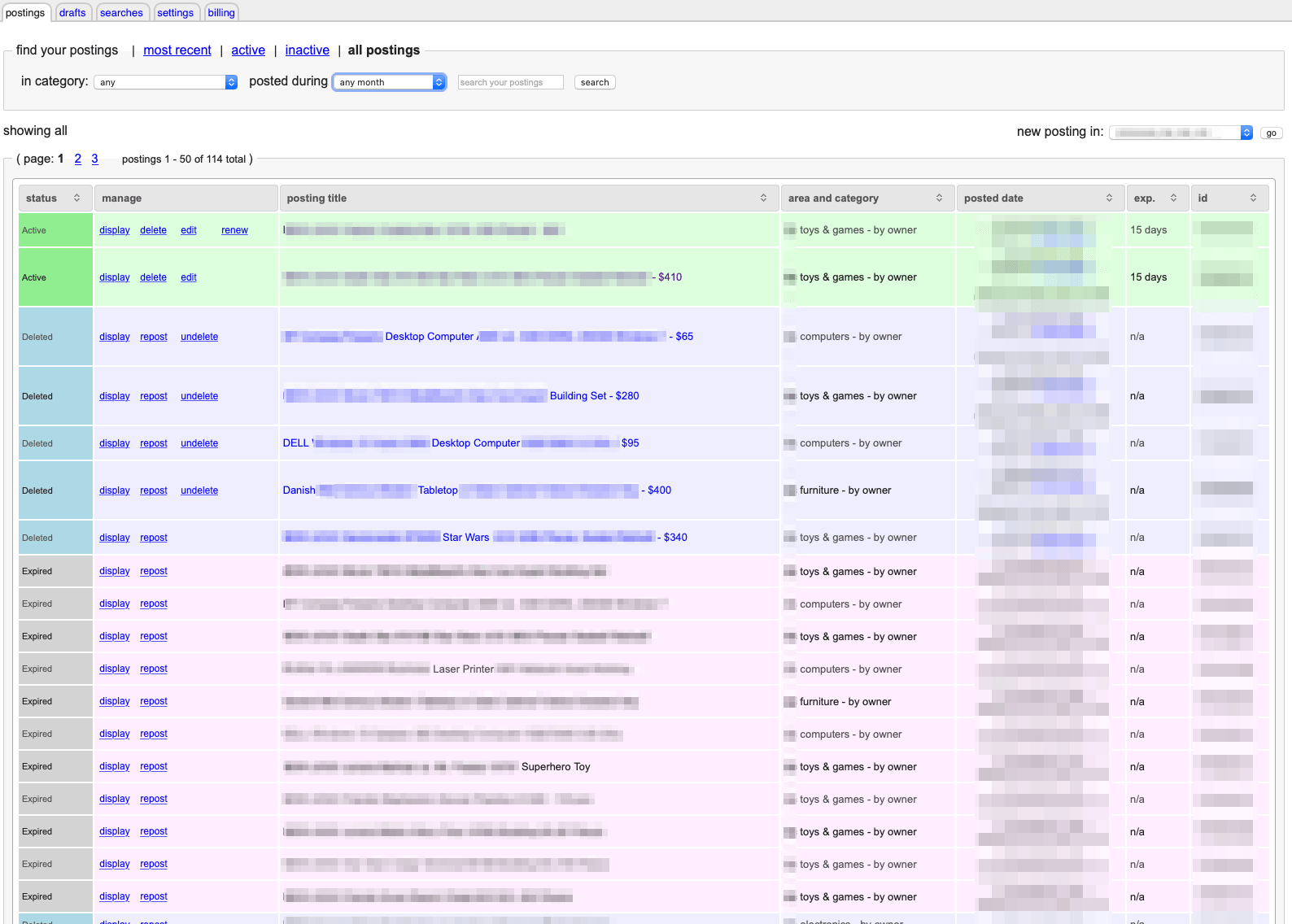 Sell your stuff on Craigslist - here's my account listing of active postings for local sale.