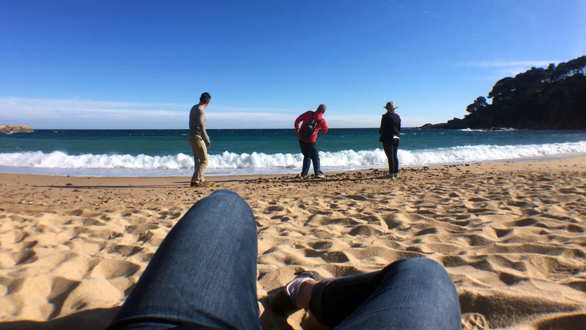 Jenni catching us skipping rocks on a French beach. Simple things.