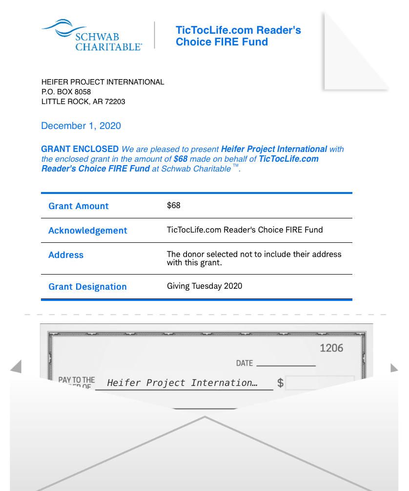 GivingTuesday Heifer International, TicTocLife Reader's Charitable Fund