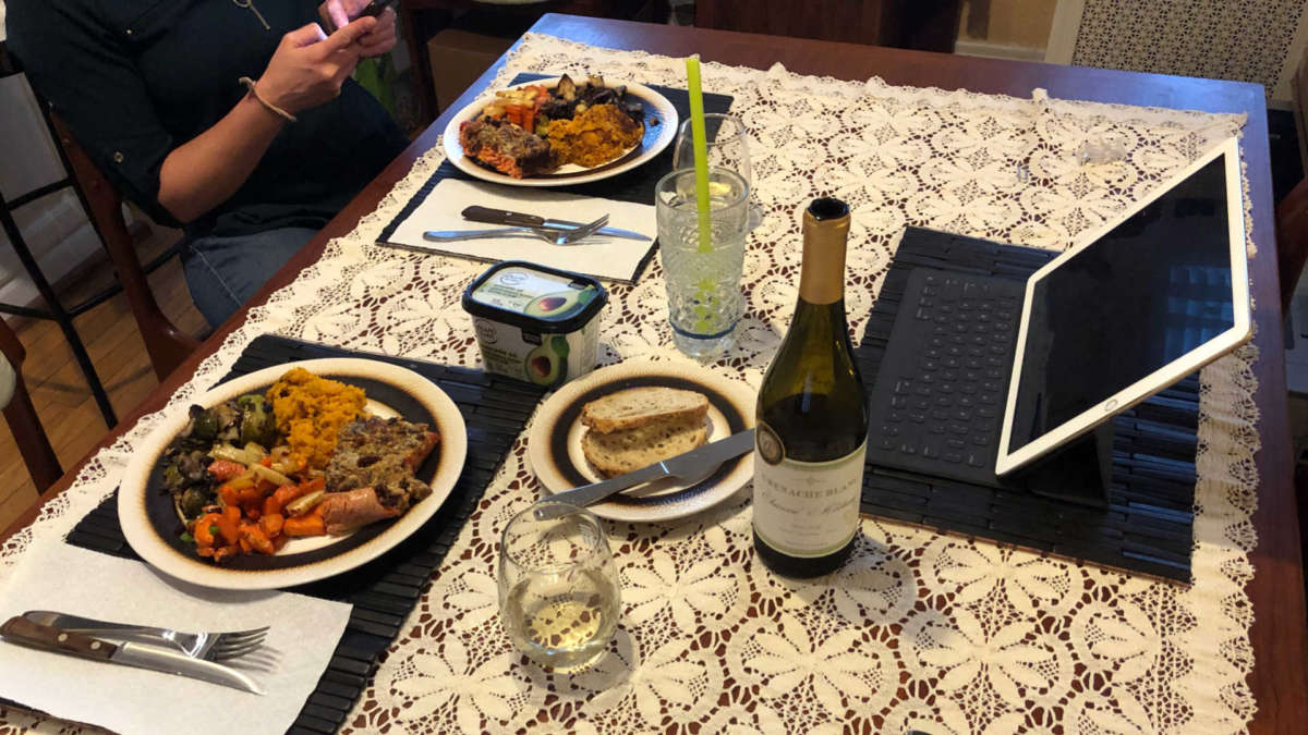 Our remote family Thanksgiving 2020 meal. iPad ready for FaceTime!