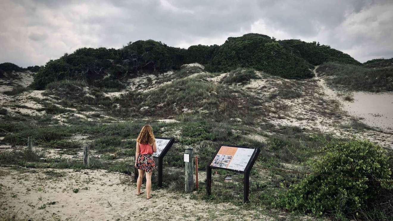 Jenni looking across NaNa dune on American Beach taking in her rewarding life and living in harmony with nature.