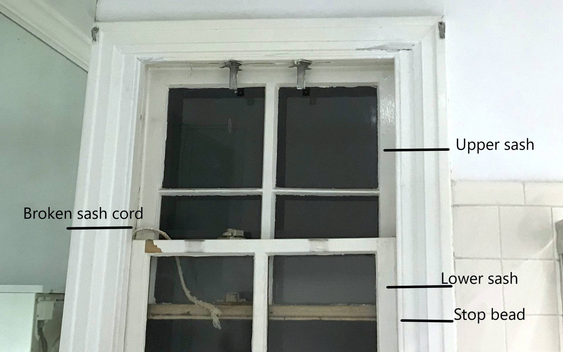 This is how a box sash window is laid out. The bead holds the sash in and the sash cord is hidden within the frame.
