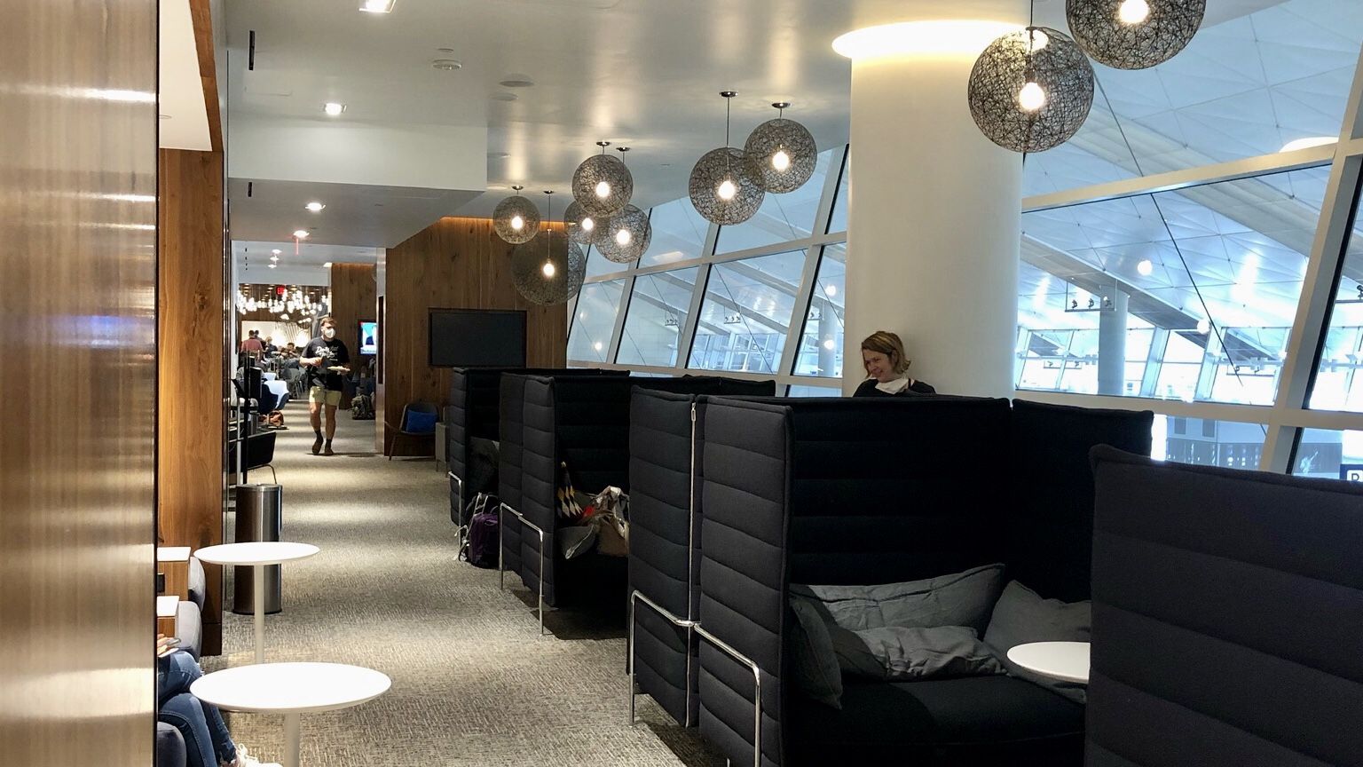 DFW’s Centurion Lounge overlooking the terminal below.​