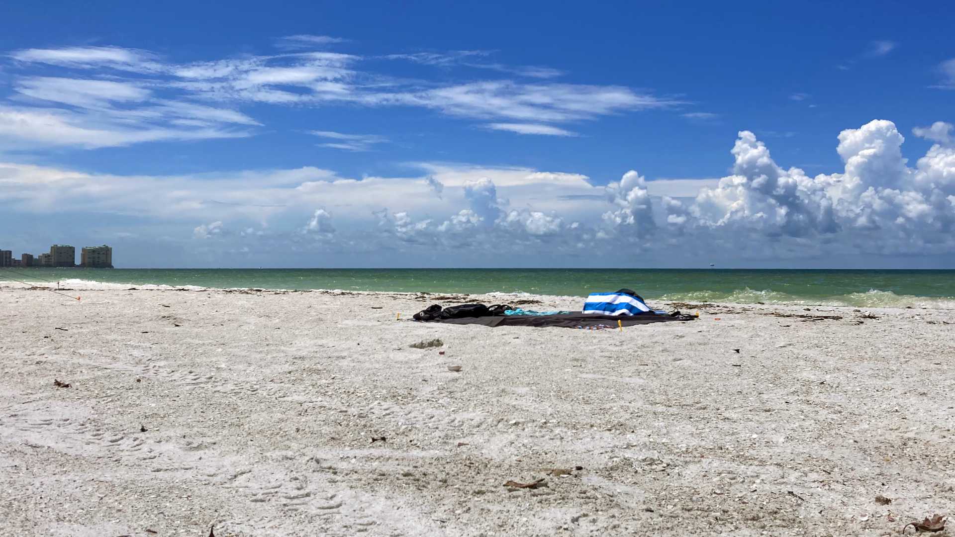 Looking south of Tigertail Beach, you can just make out Marco Island Beach a few miles south on the left side of the photo as the high-rises begin to appear.