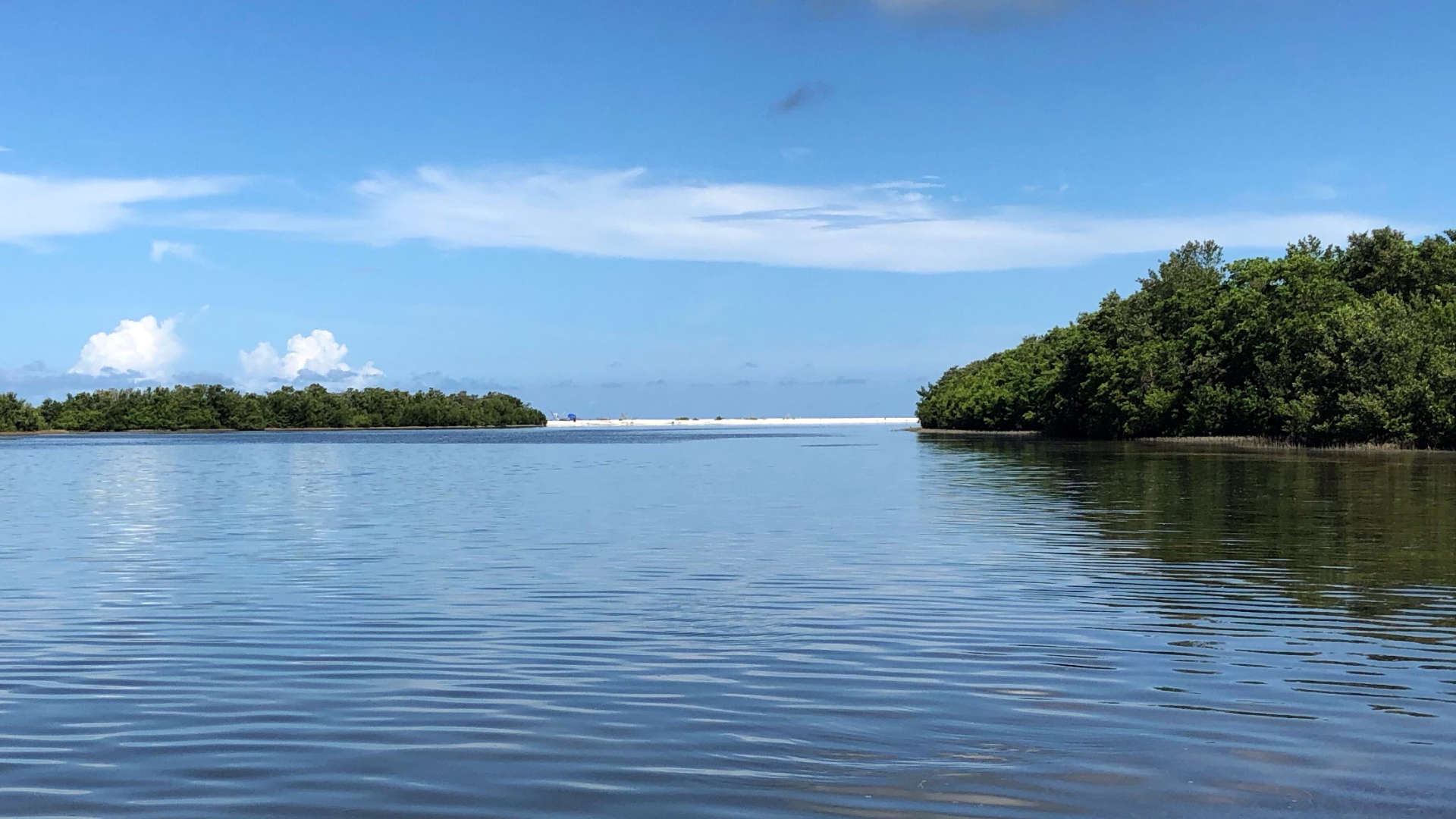 Looking north of Tigertail Beach's lagoon toward the ocean.