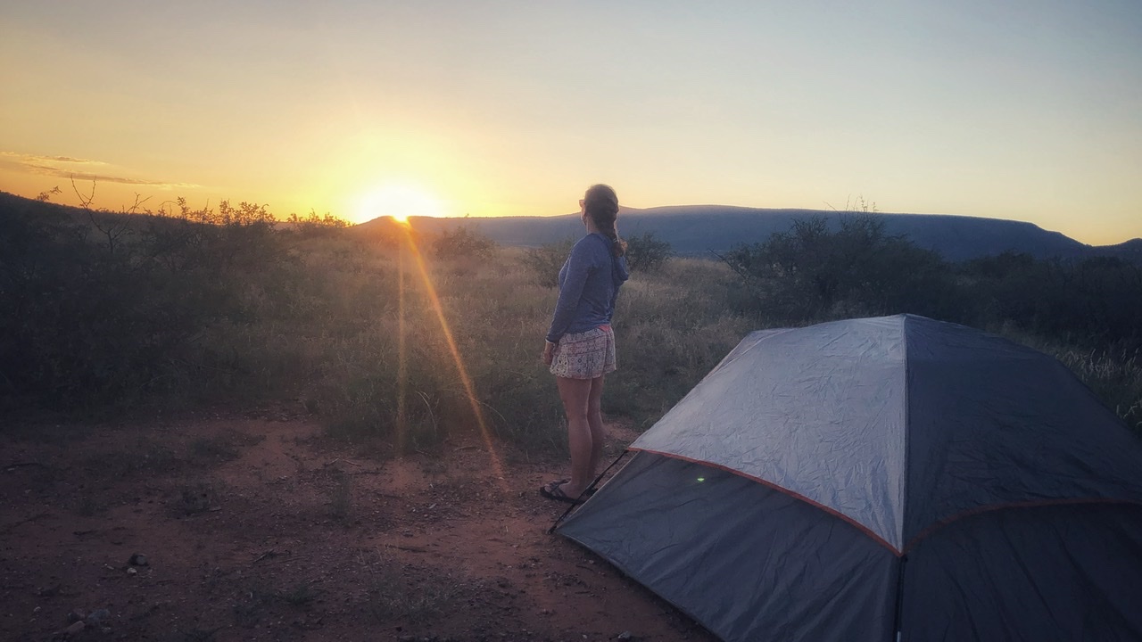 Catching the sunset over Sedona before we settle into our tent for the night.