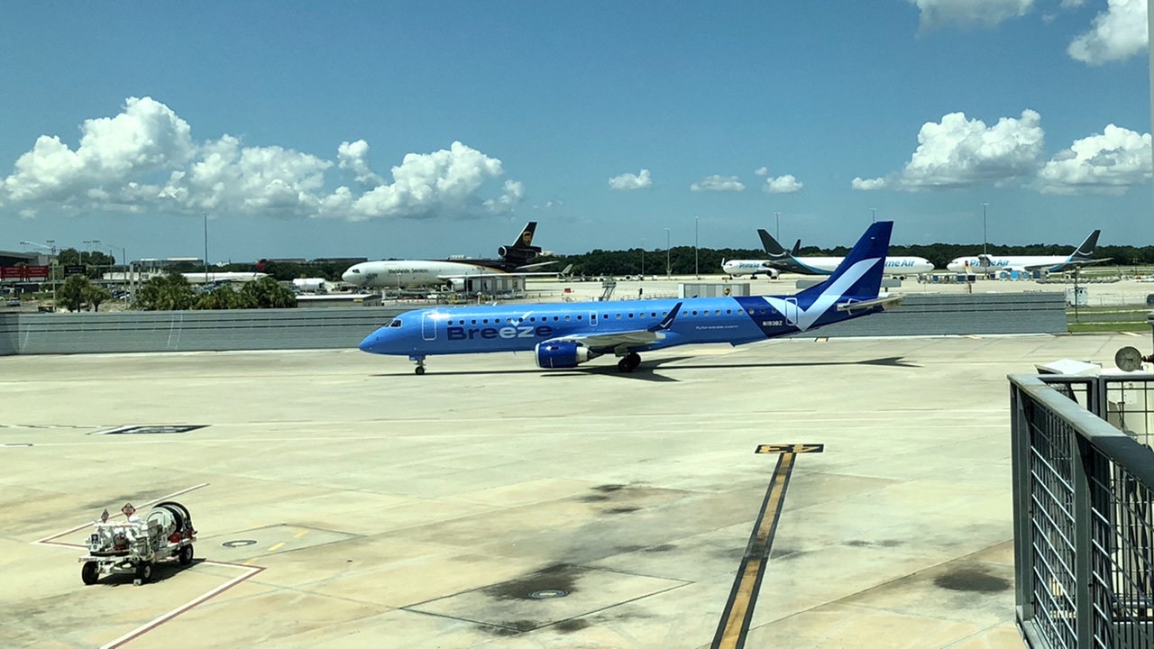 Not something you see very often—a new airline! Breeze just started flying, coincidentally, to the closest airport to us and our Florida destination!