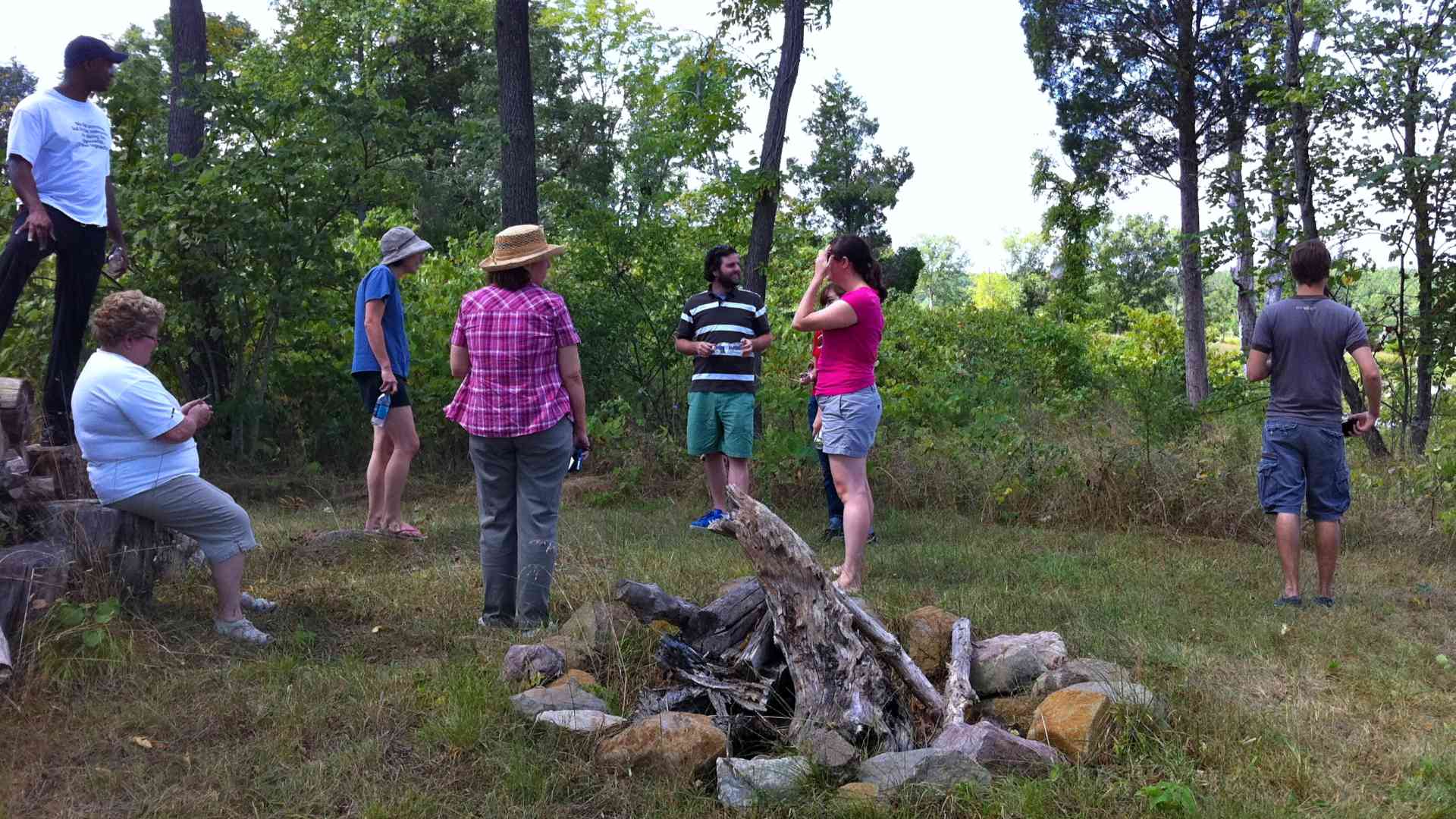 Sure looks like difficult work, eh? Team building at the bee farm.