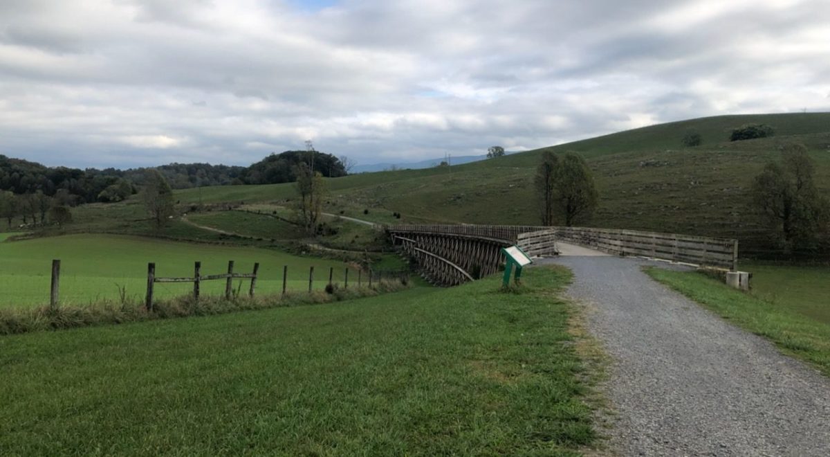 Open countryside along the Creeper Trail