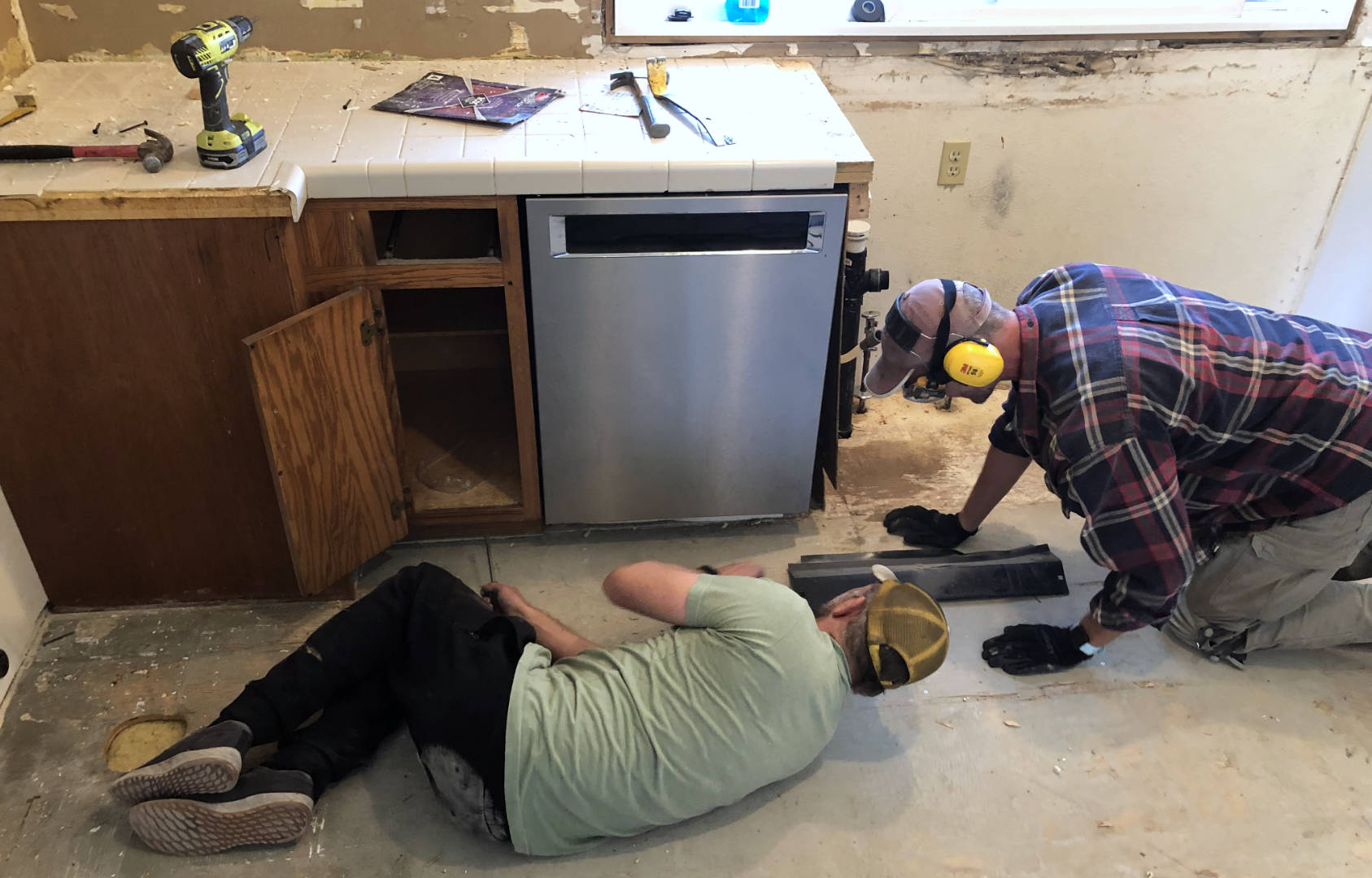 Carl & friends working to demo the family kitchen
