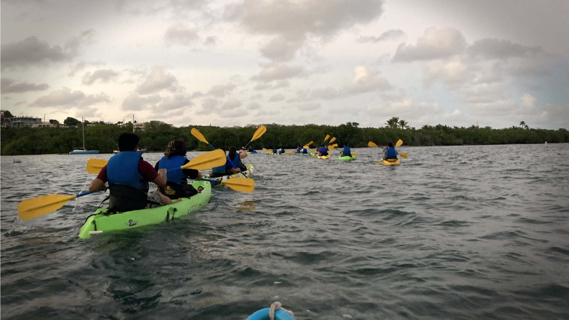 The sunset was on the way for our nighttime kayak tour of a bioluminescent bay in Puerto Rico!