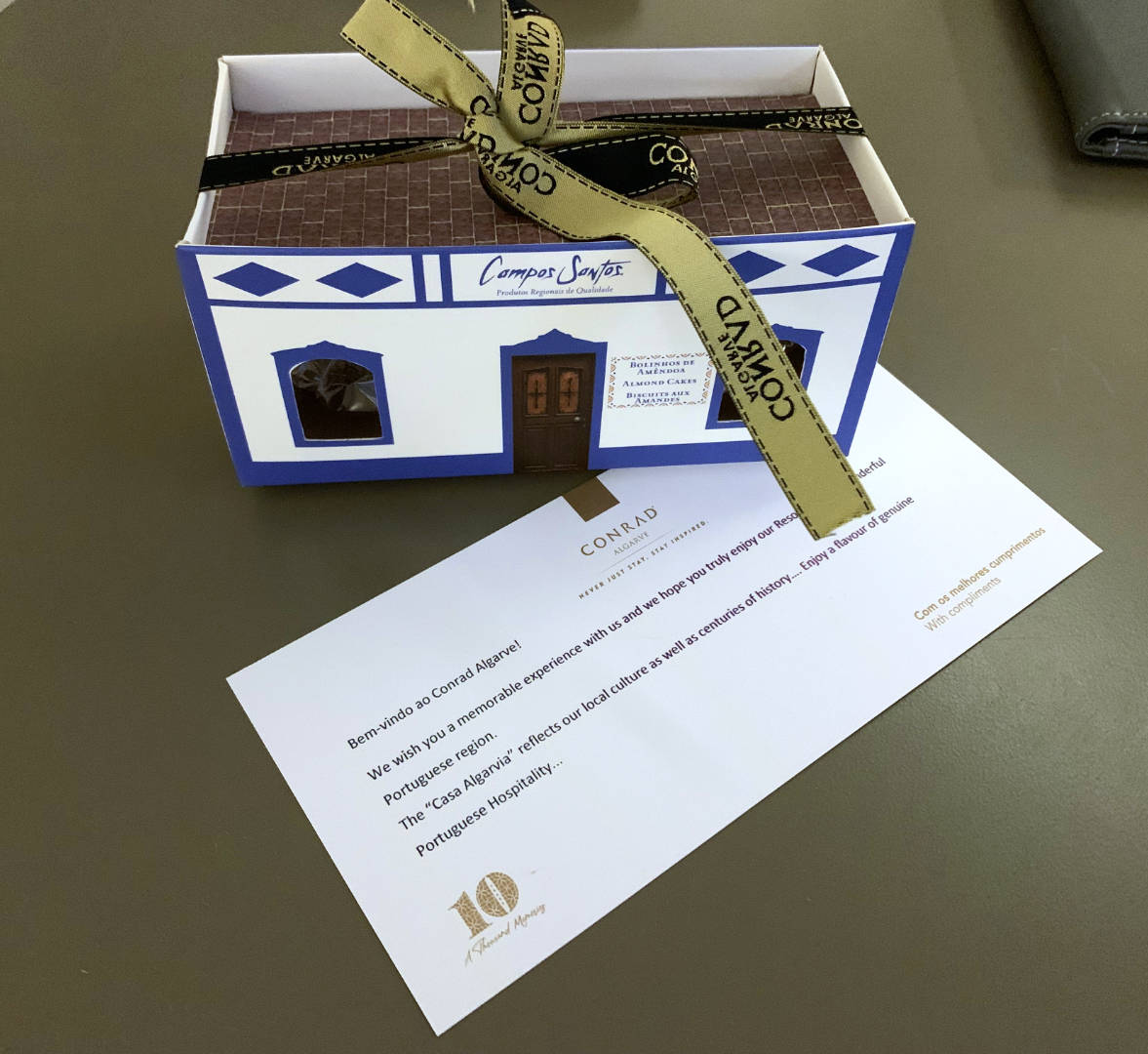 A little "welcome package" in our room—treats and a note!