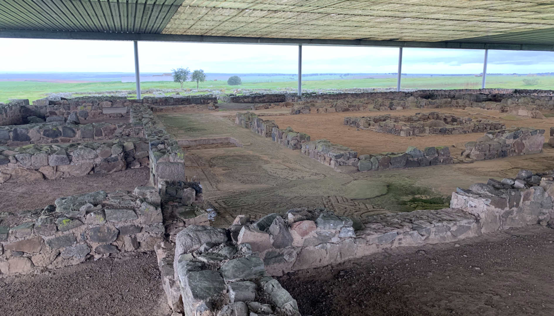 The thousands of years old mosaic floor and ruins of an ancient Roman settlement.
