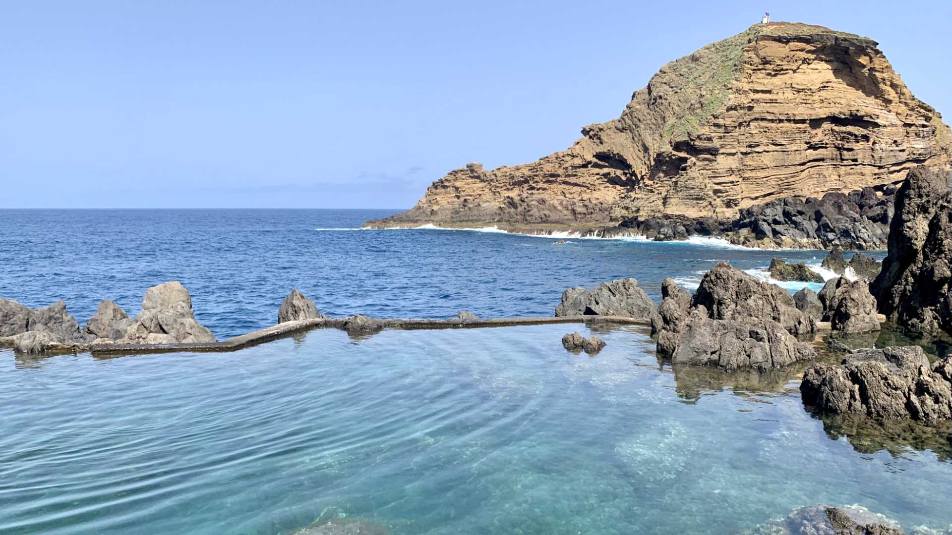 Our view to the ocean from Madeira's pools.