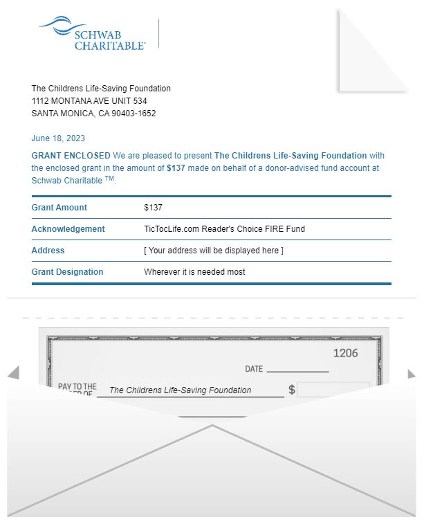 Donation letter for May 2023