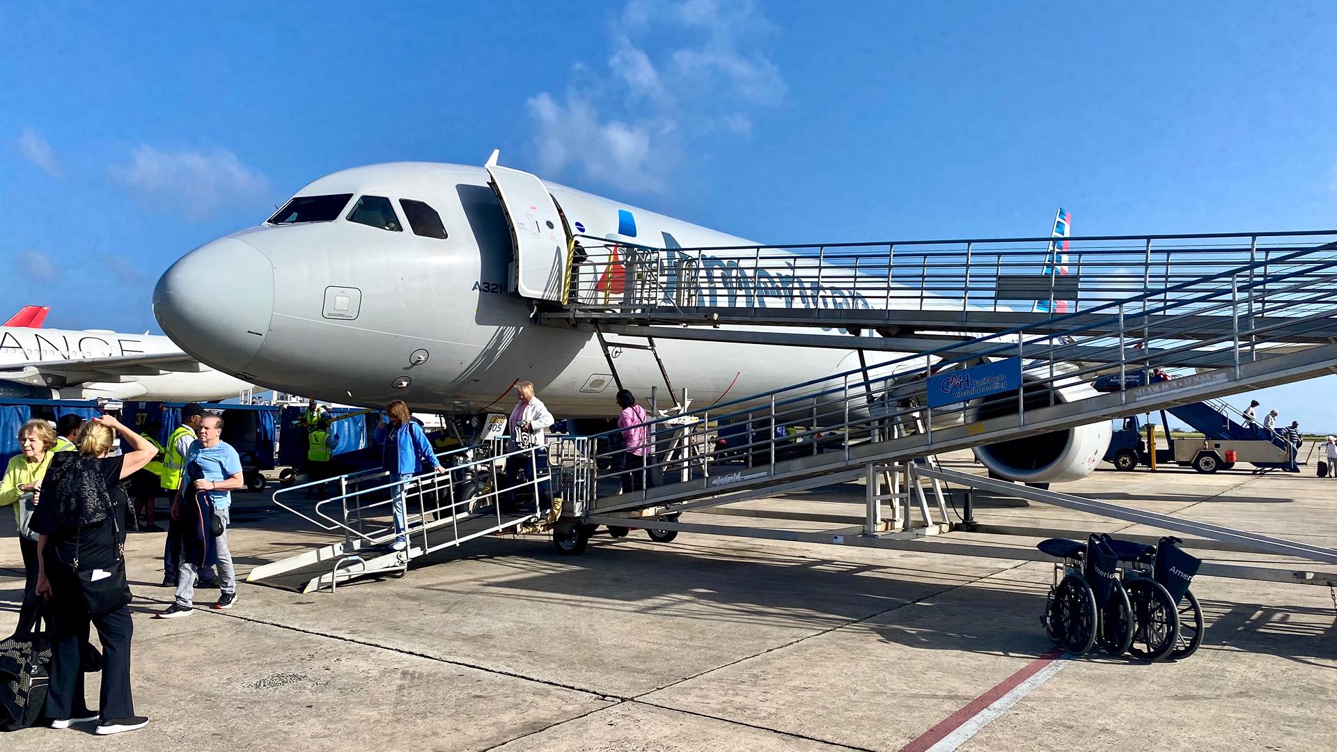 When the weather is beautiful, it's actually nice to deplane on the runway!