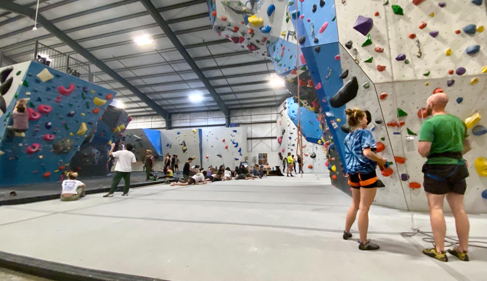 Our frequently visited, and frequently busy, local indoor climbing gym. Look at those overhangs!