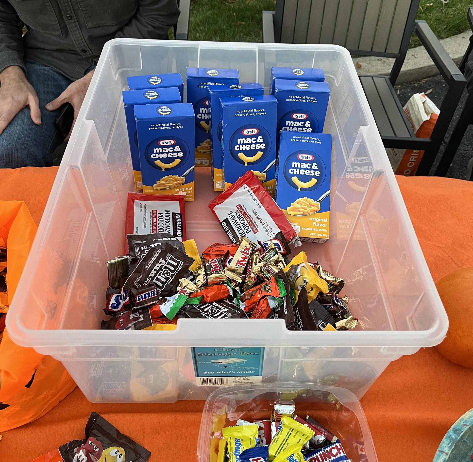 Trick...or treat?! Candy, popcorn, or Mac & Cheese??!