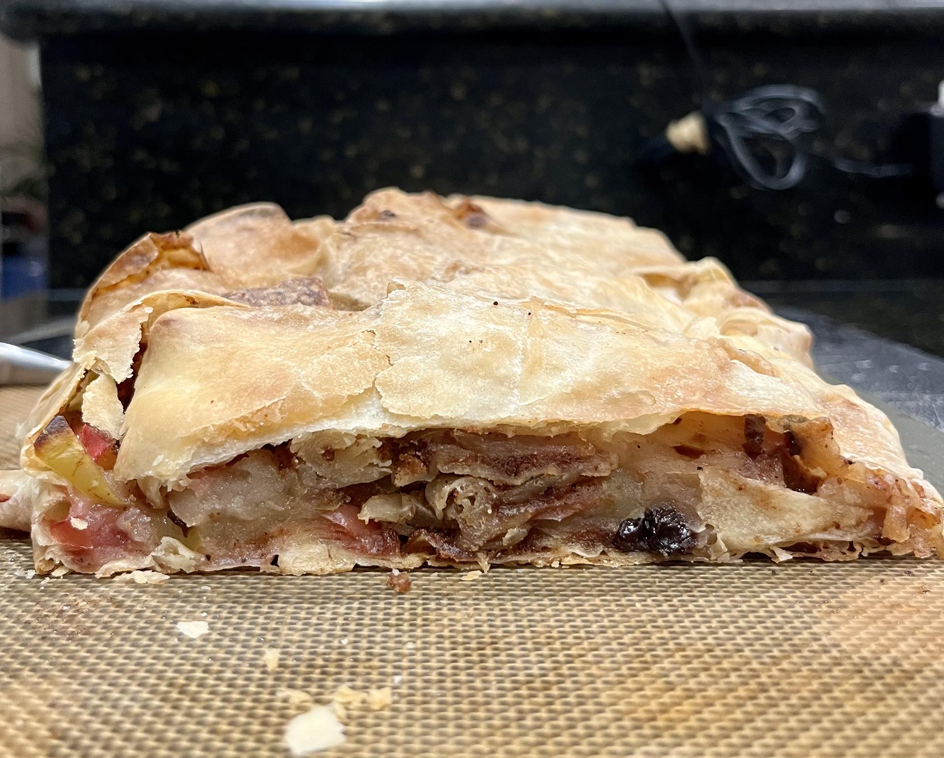 Oh, and part of the result... Jenni's beautiful gluten-free recreation of Austrian-style strudel! Yum indeed.