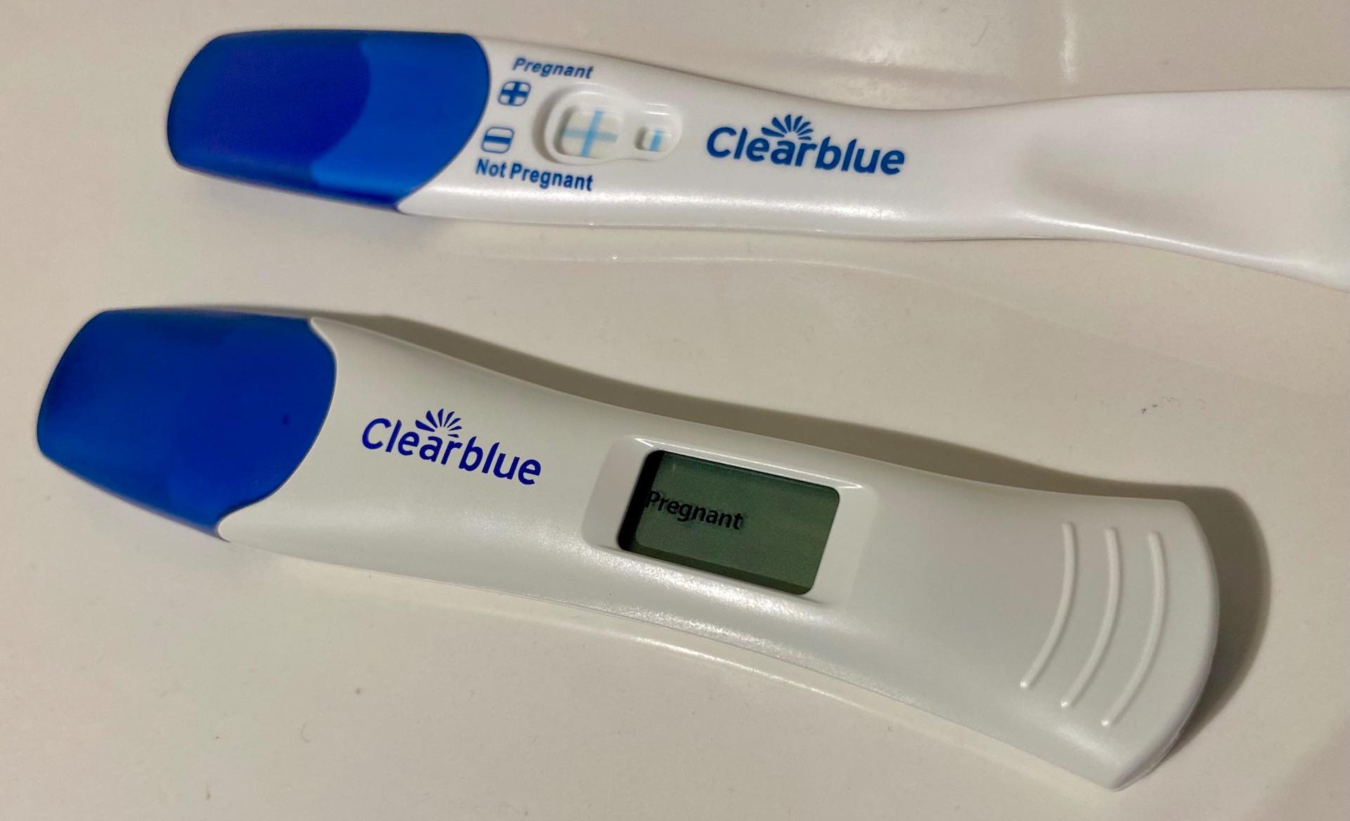 One of those sets of positive pregnancy tests—this one, dated November, 2023.