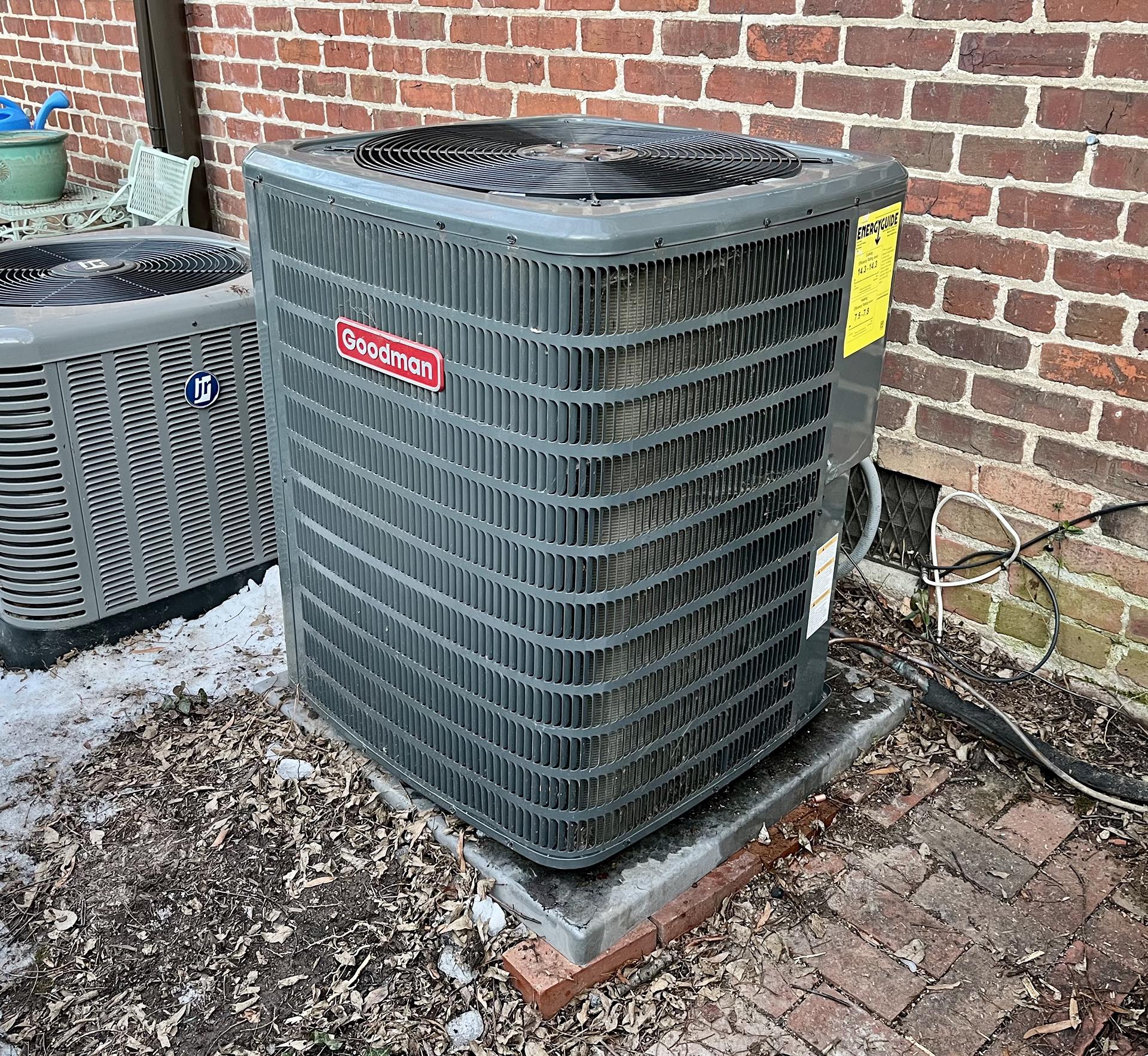 Our new Goodman condenser in place!