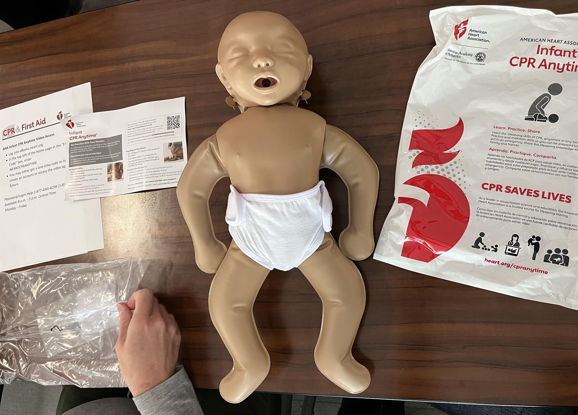 Baby CPR was made all the more real with this blowup doll complete with replaceable lungs!