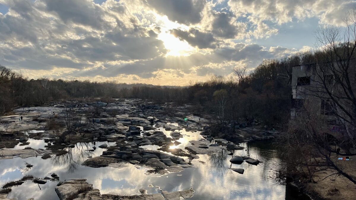 Spring along the James River in Virginia—perfect for a little outdoor hiking and rock scrambling!