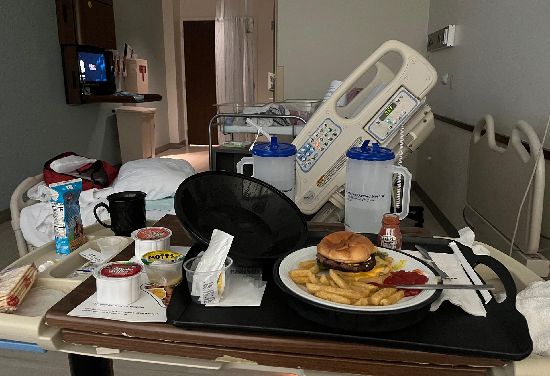 Soon we will find out just how expensive this lovely post birth mom & baby private room was. Can't complain about the food service at least!