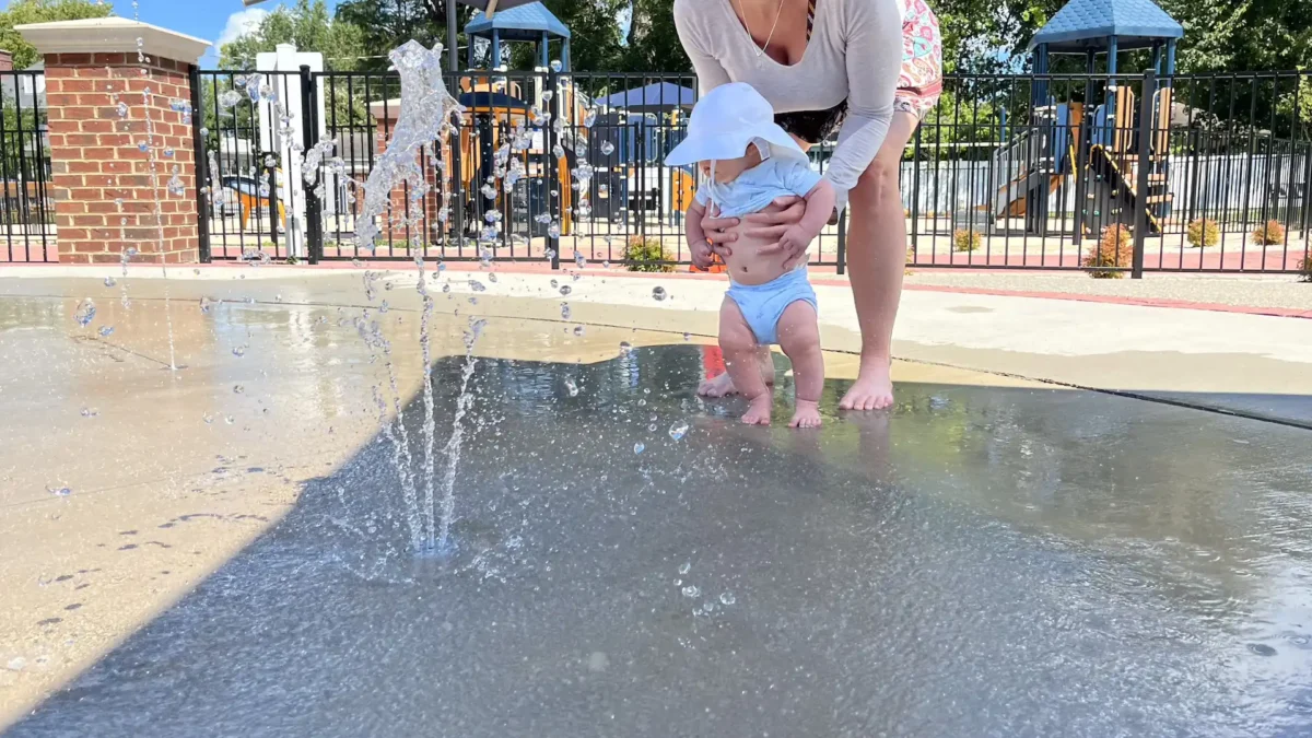 Lukas loving his splash pad time on a little local trip to Tappahannock.